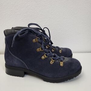 CLARKS Faralyn Alpha Hiking Boots Womens 9 Water Resistant Suede Blue Lace Up